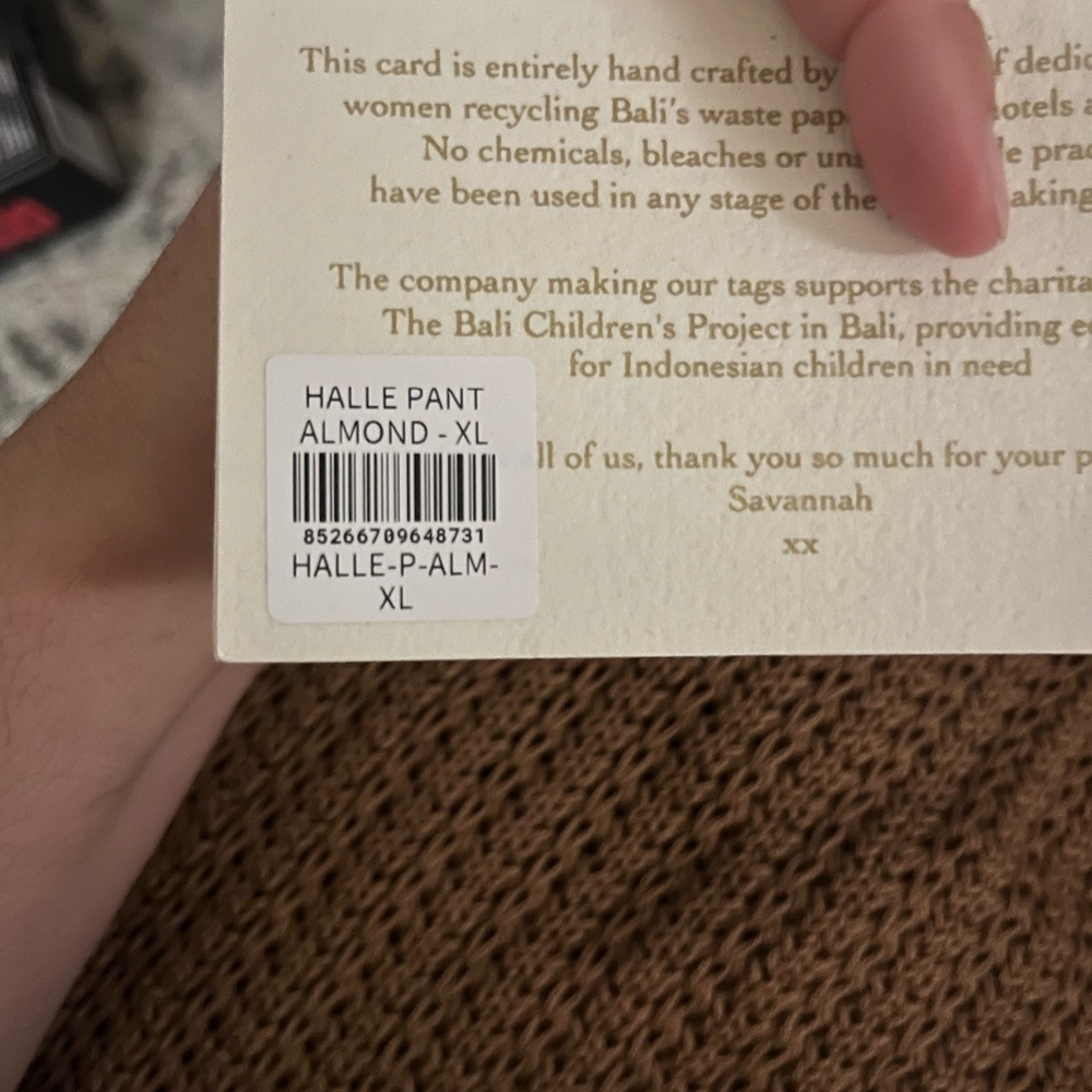 NWT Savannah Morrow Halle Open Pointelle Knit Pant In Almond XL - Picture 7 of 7